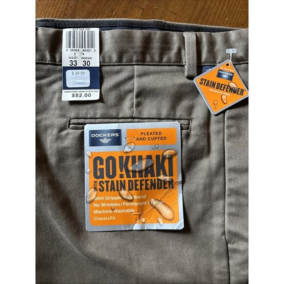 Dockers Khaki Pants Brown Classic Fit Size 33 X 30 NWT - Picture 2 of 7